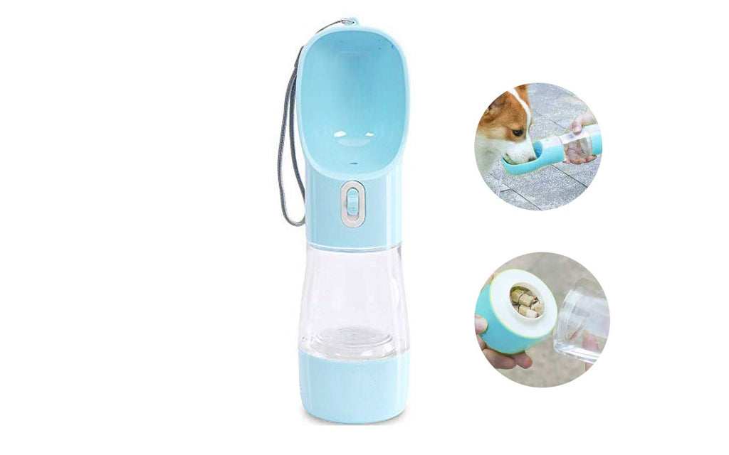 MAOCG Dog Water Bottle for Walking, Multifunctional and Portable Dog Travel Water Dispenser with Food Container,Detachable Design Combo Cup for Drinking and Eating,Suitable for Cats and Puppy Blue - PawsPlanet Australia