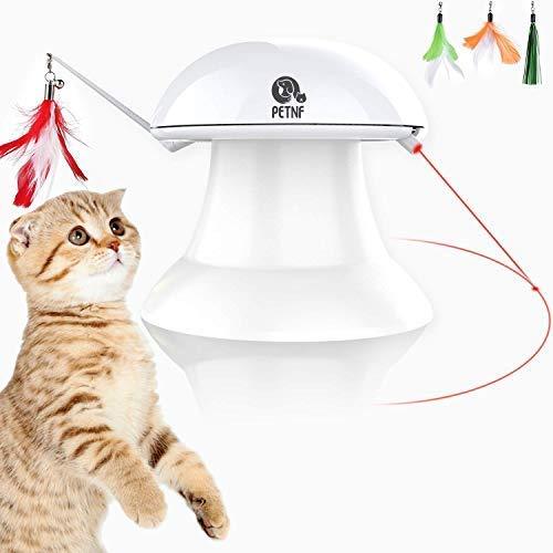 [Australia] - 2020 New Upgraded Cat Laser Toy Cat Toys Interactive 2 in 1 Automatic Cat Toy Moving Feather Toy Cat Interactive Toys Auto Rotating Light Multiple Feather Hangings 3 Ways to Play 