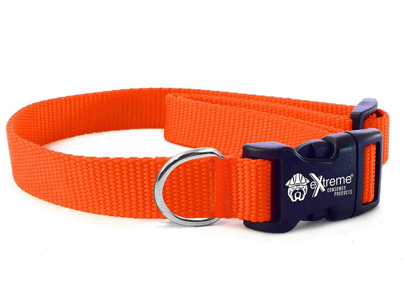 [Australia] - Extreme Consumer Products Rugged Nylon Dog Collar Orange - The Heavy Duty Adjustable Dog Collar - 3/4" for Necks 9" to 28" with Durable Buckle Clip and No-Snag Comfort Nylon Weave Design 