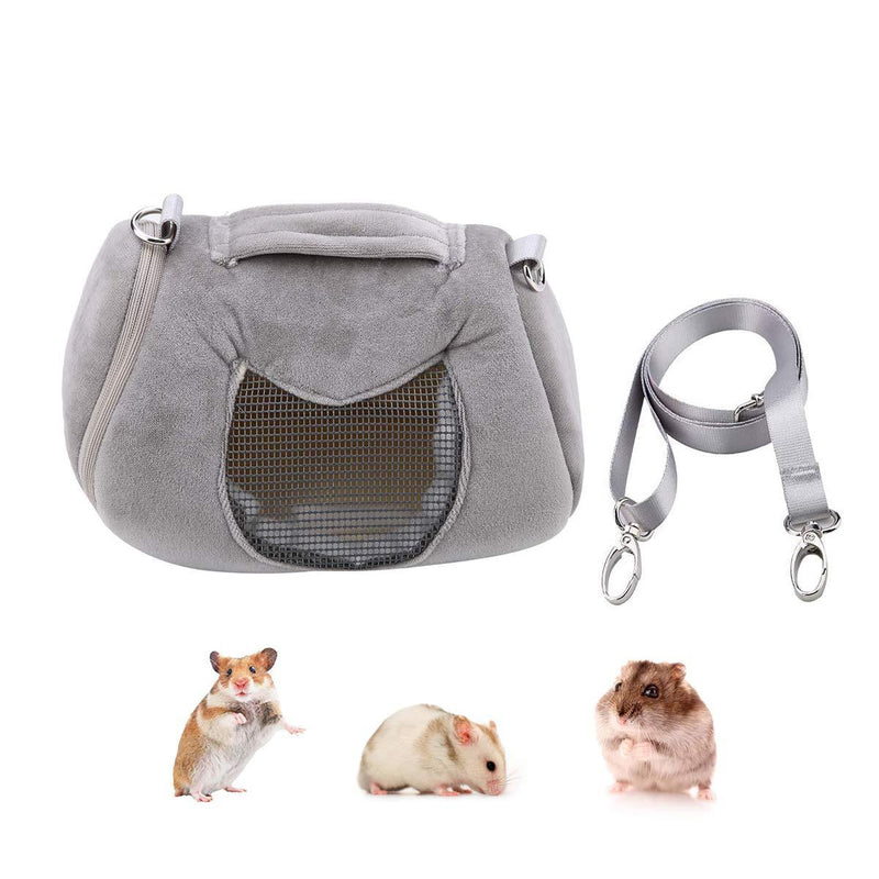 Wontee Hamster Carrier Bag Portable Outdoor Travel Handbag with Adjustable Single Shoulder Strap for Hamster Small Pets Grey - PawsPlanet Australia