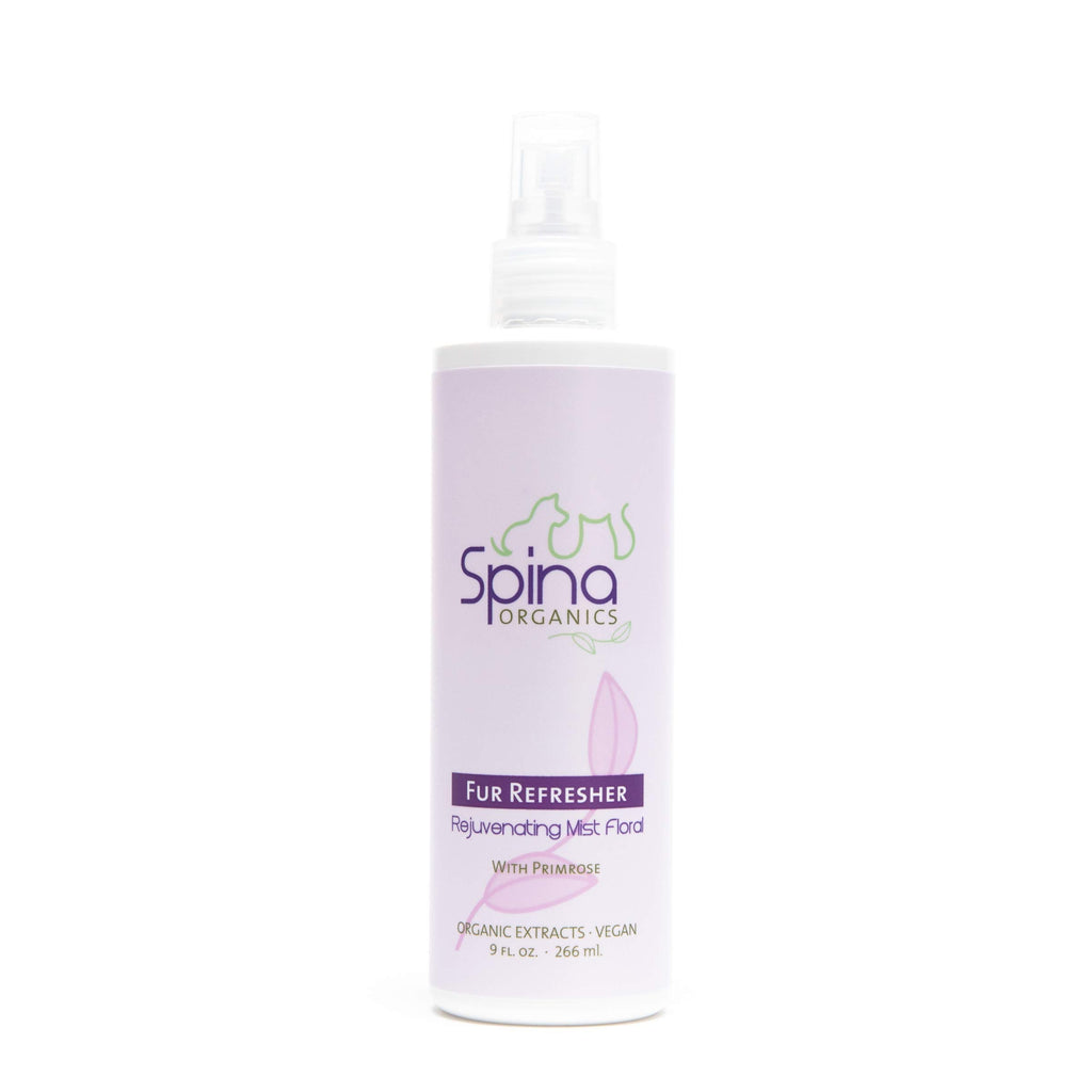 Spina Organics, All-Natural PET Deodorizer Fur Refresher Spray - Rejuvenating Mist with Botanical and Essential Oils, Featuring Primrose Oil in a Floral Scent Made in The USA 9 oz - PawsPlanet Australia