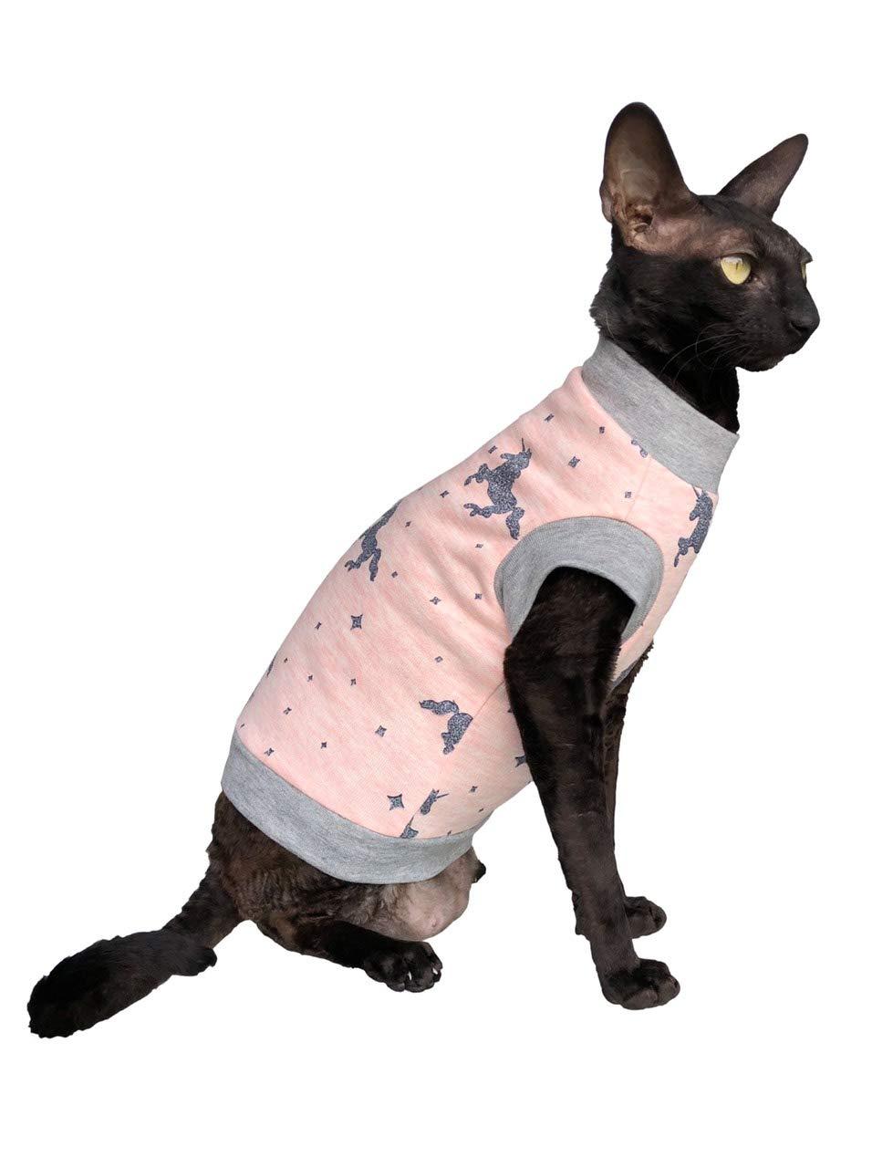 [Australia] - Kotomoda Sphynx Cat's Turtleneck Unicorn in Pink Naked Cat Clothes Hairless Cat Clothes S 