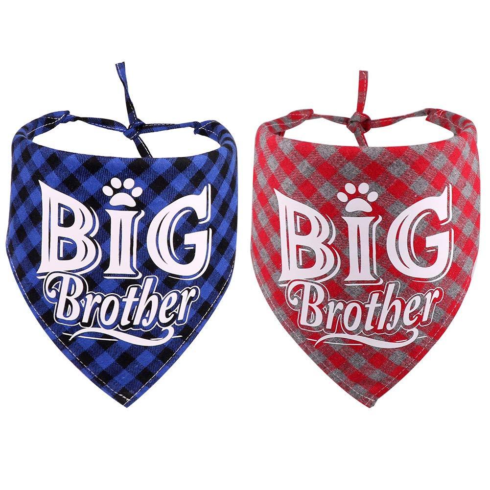 stpiater 2 PCS Plaid Big Brother Dog Bandana Triangle Bibs Scarf Accessories for Dogs Pets Cat - PawsPlanet Australia