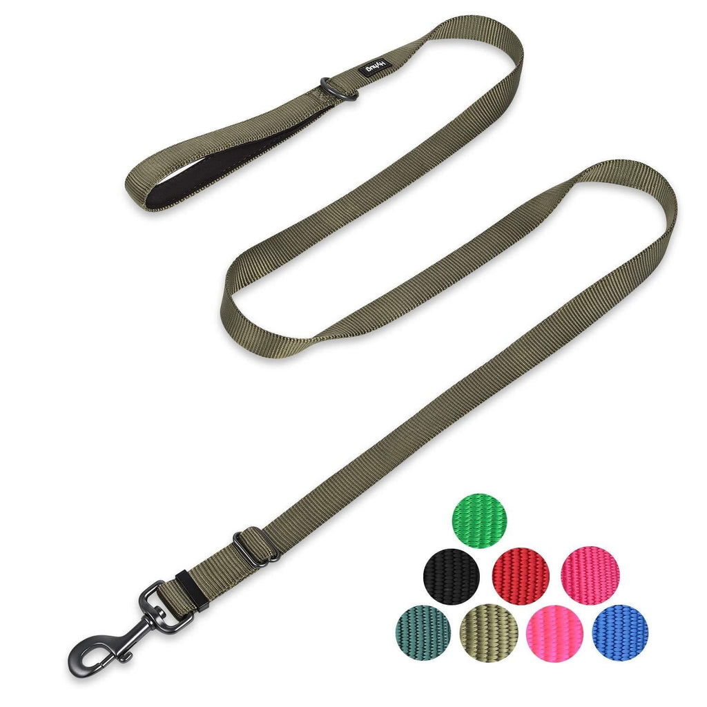 [Australia] - Hyhug Pets Premium Upgraded Adjustable Between 4 Feet and 6 Feet Leash with Sturdy Nylon and Super Soft Neoprene Lined Handle for Medium Large Giant Dogs. Large Adjustable 6 Feet Military Green 