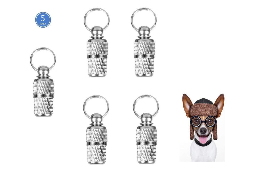 [Australia] - Jiarusig Pet ID Tags, Personalized Stainless Steel Dog ID Tags, Cat ID Tags, Customer Animal Name identification Barrel Tube Collar for Dog Cat, 5 Pack 