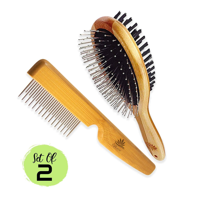 [Australia] - ATEASE Dog Gift Set-New Puppy Pet Kit-Starter Brush and Comb Professional Double Sided, Detangling, Dematting All Natural Grooming for Long and Short haired Dogs Cats Puppies Kittens 