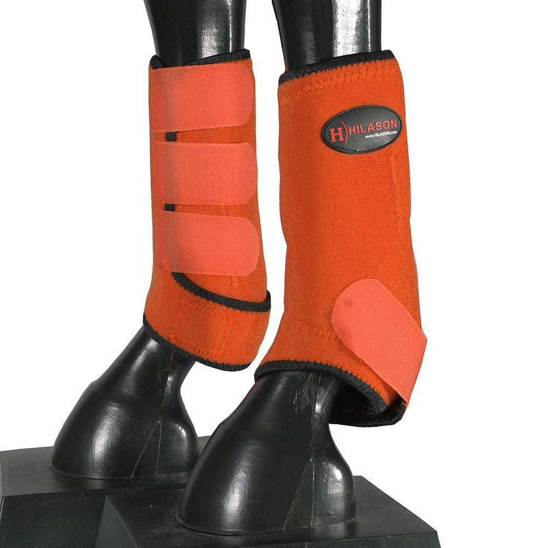 [Australia] - HILASON L M S Horse Front Leg Ultimate Sports Boots Pair Orange Black Medium 