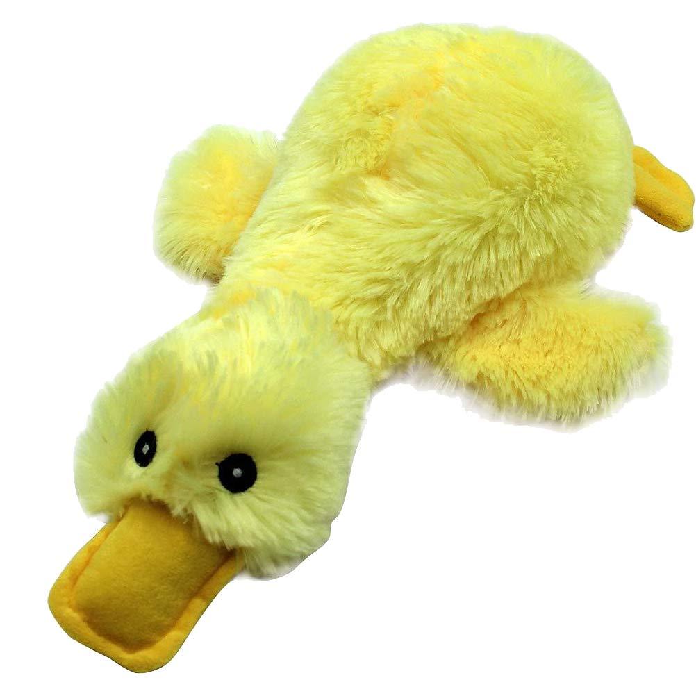 [Australia] - EXPAWLORER Pet Plush Squeaky Dog Toy Cute Duck Interactive Filler Chew Toys for Dogs Yellow 