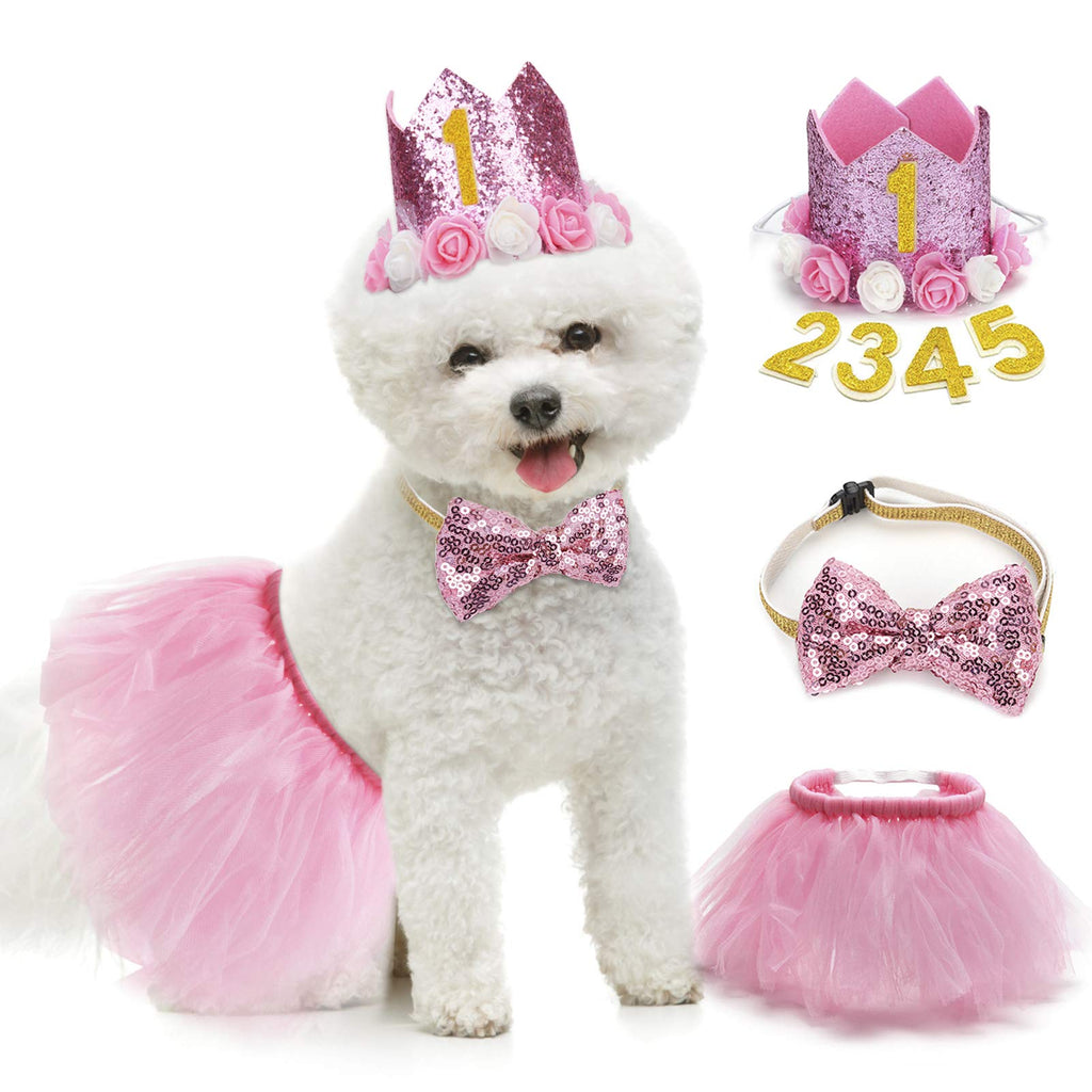 Legendog Dog Tutu Skirt, Dog Birthday Party Supplies - Dog Birthday Hat - Dog Bowtie, Cute Pink Dog Birthday Outfit Girl , Dog Dresses for Small Dogs - PawsPlanet Australia