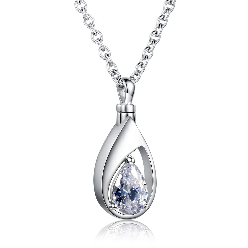 925 Sterling Silver Cremation Jewelry Memorial CZ Teardrop Ashes Keepsake Urns Pendant Necklace for urn Necklaces Ashes Jewelry Gifts Clear - PawsPlanet Australia