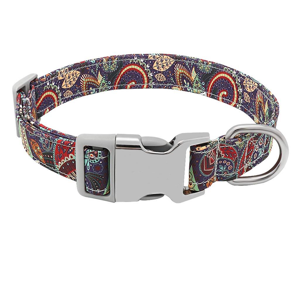 [Australia] - Meilianmei Pattern Female Dog Collar Quick Release Adjustabe Pet Gift Cat Collars for Small Medium Large Dogs Girl Boy L berry 