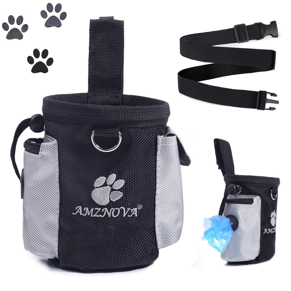 [Australia] - AMZNOVA Dog Treat Bag, Puppy Treat Pouch Pet Small Dog Bait Holder, Animal Walking Snack Container Best Hiking Toys Pack Dispenser Carries Black With Waistband 