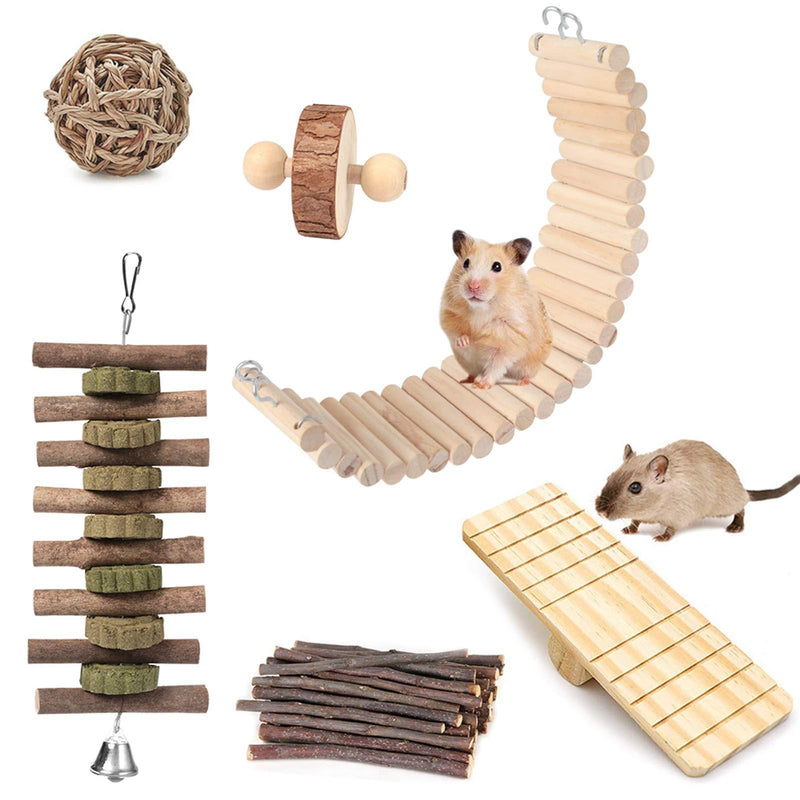 PowerKing Hamster Toys, Natural Wooden Gerbil Rat Guinea Pig Chinchilla Chew Toys and Teeth Care Molar Toy for Rabbits Bird Bunny - PawsPlanet Australia