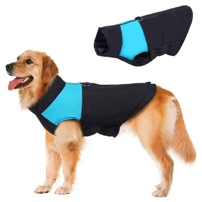BESAZW Dog Coat Vest Windproof Warm Dog Clothes Plus Size for Cold Weather Outdoor Extra Protection Down Jacket for Extra Large Dogs M(Back:16.9",Chest:24.8")") Blue - PawsPlanet Australia