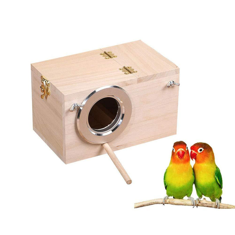 [Australia] - Keersi Wood Breeding Nest Bed Hatching House with Perch Toy for Bird Parrot Parakeet Cockatiel Conure Lovebirds Budgie Finch Canary African Greys Amazon Cockatoo Cage Mating Nesting Box Medium 