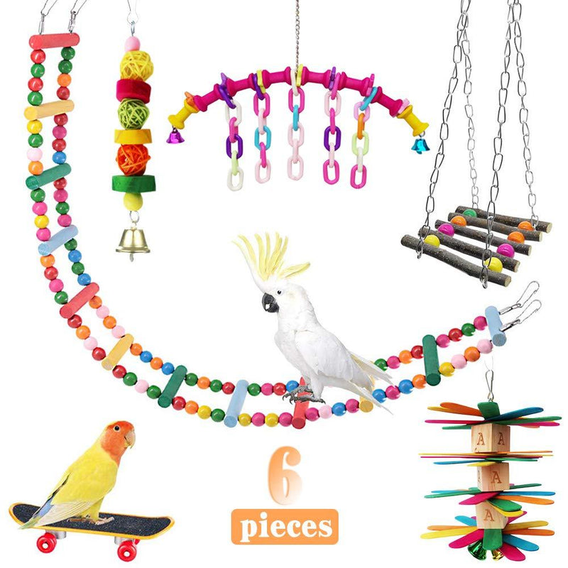 [Australia] - ShellKingdom Parrot Toys,Bird Hanging Wooden Ladder and Bird Hammock Chew Perches Cage Finch Toy with Bells for Bird Macaws Cockatiels Parakeets African Grey Parrot Lorikeets Conures 