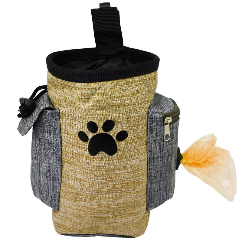 [Australia] - Dog Treat Pouch, Dog Treat Bag for Training Small to Large Dogs, Easily Carries Pet Toys, Kibble, Treats, Built-in Poop Bag Dispenser - Brown 