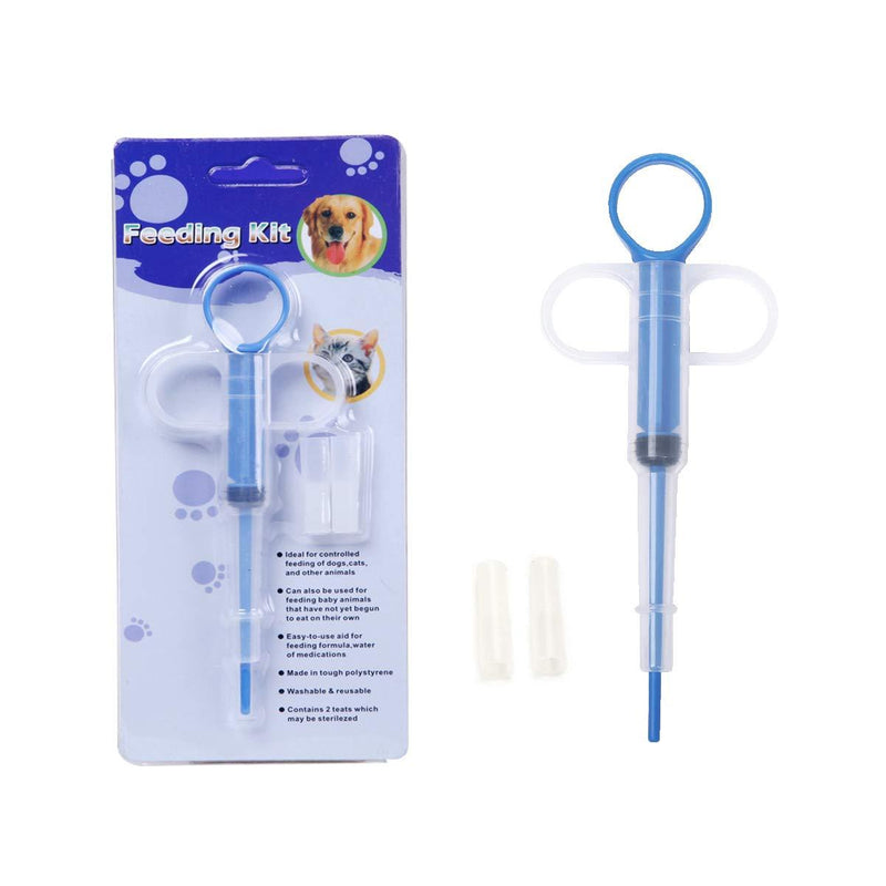 [Australia] - AYECEHI Pet Pill Dispenser 2Pack Pet Syringe Kit Medicine Feeder Feeding Tool with Soft Silicone Tip for Dog Cat Puppy Kitten - Blue 