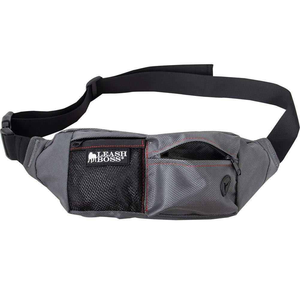 [Australia] - Leashboss PackUp Pouch Dog Treat Training Waist Belt, Storage Fanny Pack, and Poop Bag Dispenser Grey 