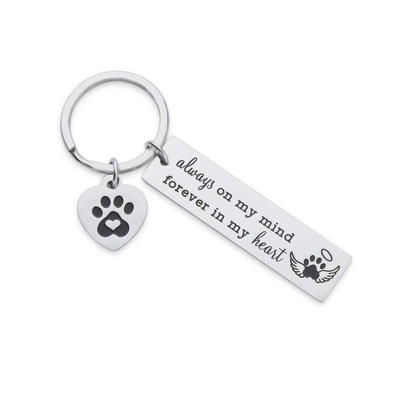 [Australia] - Pet Dog Memorial Keychain for Pet Dog Cat Lover Sympathy Gift Loss of Dog Personalized Remembrance Key Chain with Dog Cat Paw Prints Gifts Forever in My Heart for Pet Owner Men Women 