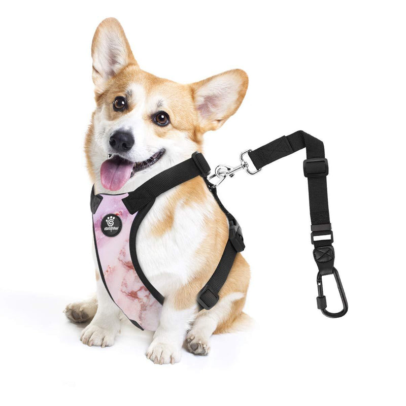 [Australia] - VavoPaw Dog Vehicle Safety Vest Harness, Adjustable Soft Padded Mesh Car Seat Belt Leash Harness with Travel Strap and Carabiner for Most Cars Medium Marble Purple 