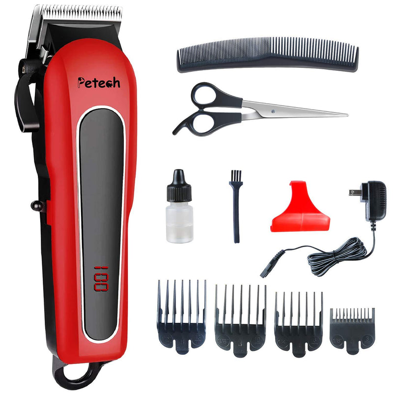 Petech Dog Grooming Clippers Rechargeable, Cat Shaver Cordless Trimmer, Quiet Low Noise Professional Pet Grooming Kit for Thick and Heavy Coat, Red, 1 set - PawsPlanet Australia