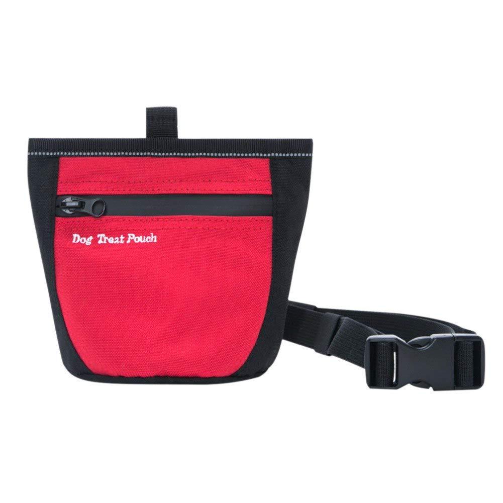 [Australia] - eBasics Dog Treat Pouch for Training Doggie Puppy Treat Snack Bags Reward Pouch Bait Bag Dog Treat Carrier Holder with Clip Waist Belt Magnetic Opening Red 