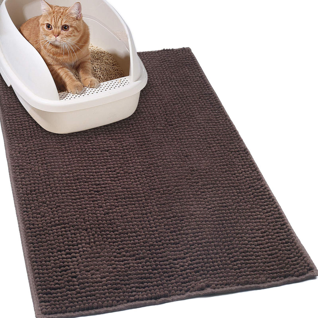 Vivaglory Cat Litter Mats, 31"× 20" or 35"× 25" Super Soft Microfiber Pet Mats for Litter Boxes with Waterproof Back, Machine Washable 31"× 20" Brown - PawsPlanet Australia
