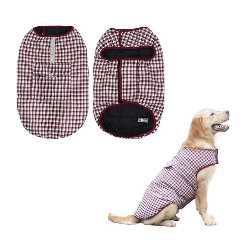 Harelgrow Dog Jacket,Outdoor Sports Winter Coat,Plaid Warm Pet Vest for Small Medium Large Dogs 4XL Red - PawsPlanet Australia