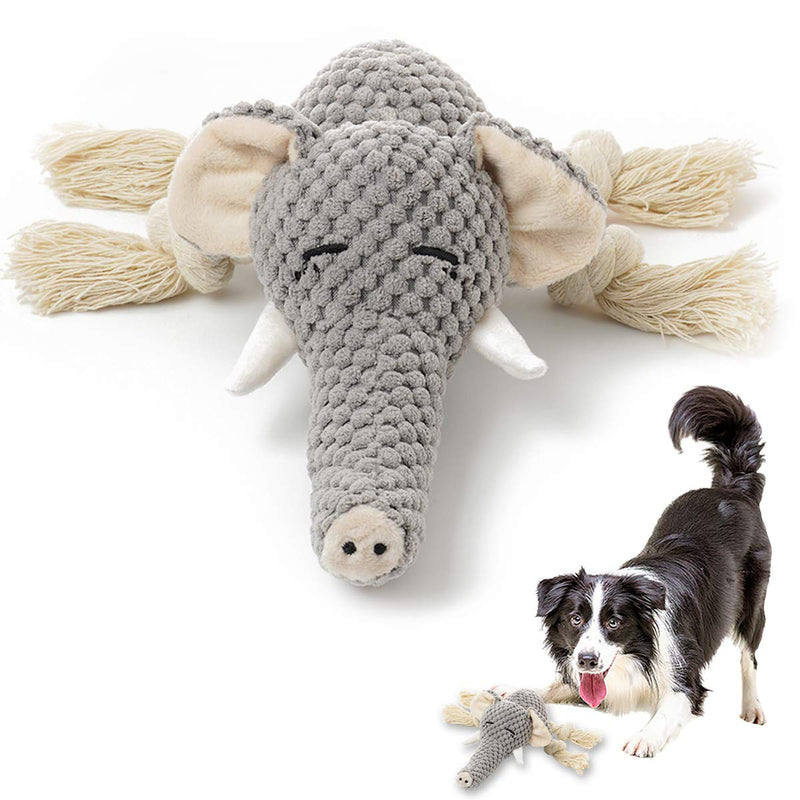 [Australia] - KOL Dog Plush Toys Dog Chew Toys Pet Squeaky Toys with Crinkle Paper, Interactive, Chewing and Durable Toys for Puppy Dogs and Medium Dogs. elephant 