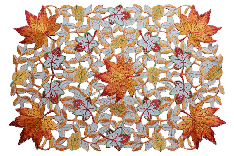 GRANDDECO Fall Placemats Set of 4 Washable Embroidered Cutwork Maple Leaves Dresser Scarf Table Cover, Autumn Or Fall Decorations (Placemat 13" x19" Set of 4, Maple Leaves-2) Placemat 13" x19" Set of 4 - PawsPlanet Australia