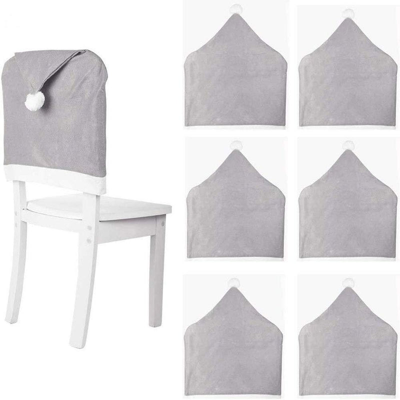 DotPet Christmas Chair Back Covers, Classic Style Gray Non-Woven Fabric Slip Covers for Dining Chair Decoration, Santa Claus Hat, Special for Christmas Holiday Festive Decor (6 Pcs) - PawsPlanet Australia