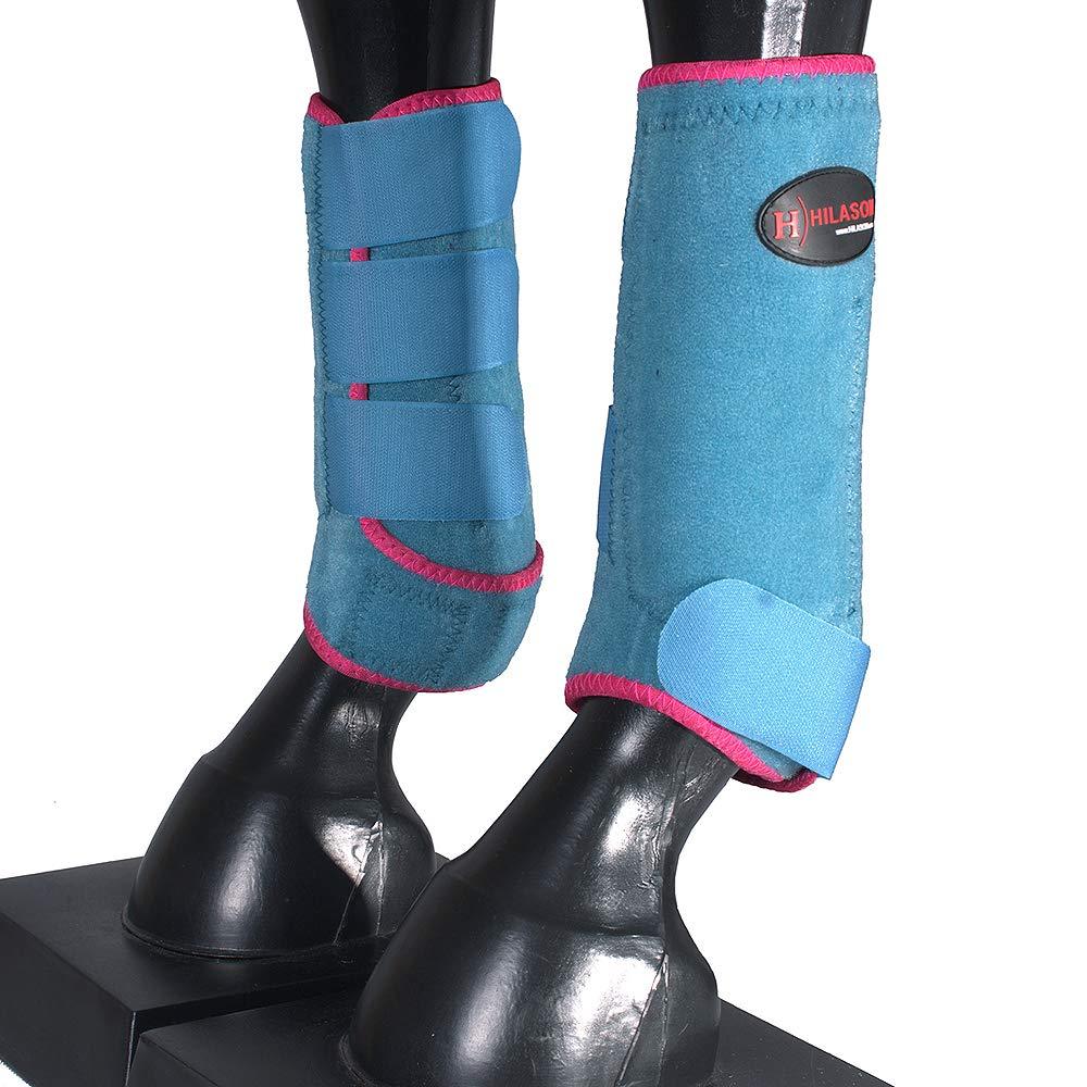 [Australia] - HILASON L M S Horse Front Leg Ultimate Sports Boots Pair Turquoise Pink Large 