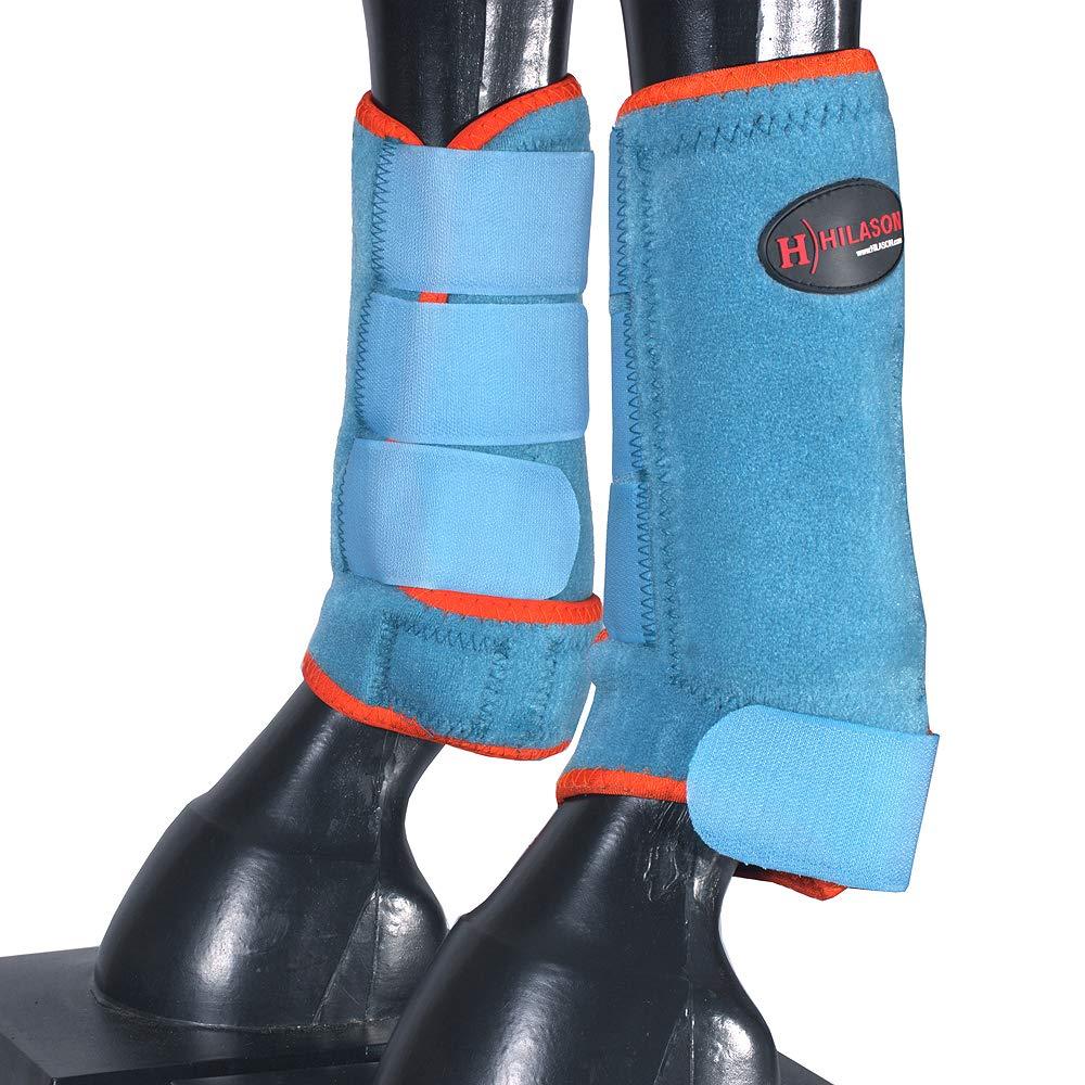 [Australia] - HILASON L M S Horse Front Leg Ultimate Sports Boots Pair Turquoise Orange Medium 