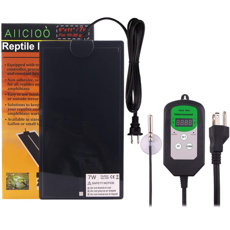 [Australia] - Aiicioo Upgrade Reptile Heat Mat with Thermostat - Adhesive Removable Under Tank Heat Mat Temperature Adjustable for 10-20 gal Tank Reptiles Amphibians Hermit Crab Snake Lizard 