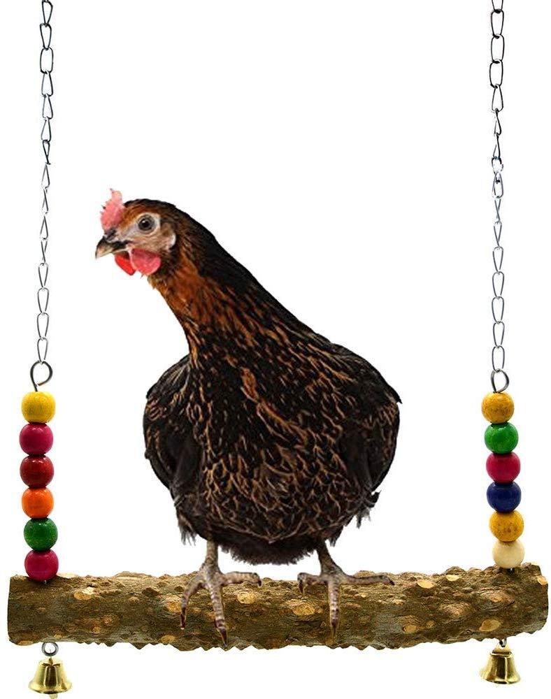 Mrli Pet Chicken Swing Toys with Natural Wooden for Hens Large Bird Parrot Macaw Training 17x12 inch - PawsPlanet Australia