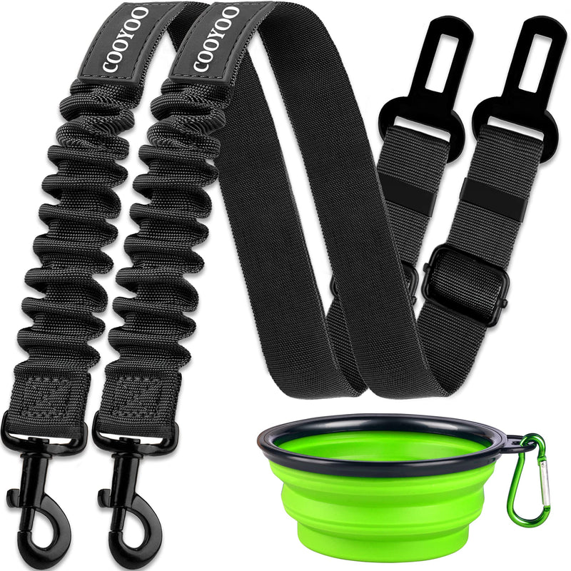 COOYOO Dog Seat Belt,3 Piece Set Retractable Dog Car Seatbelts Adjustable Pet Seat Belt for Vehicle Nylon Pet Safety Seat Belts Heavy Duty & Elastic & Durable Car Harness for Dogs Set 01-Black+Black - PawsPlanet Australia