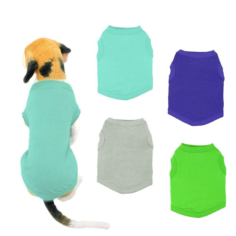 [Australia] - YAODHAOD Solid Color Dog T-Shirts Clothes, Cotton Shirts Soft and Breathable, Dog Shirts Apparel Fit for Small Extra Small Medium Dog Cat 4pcs L 