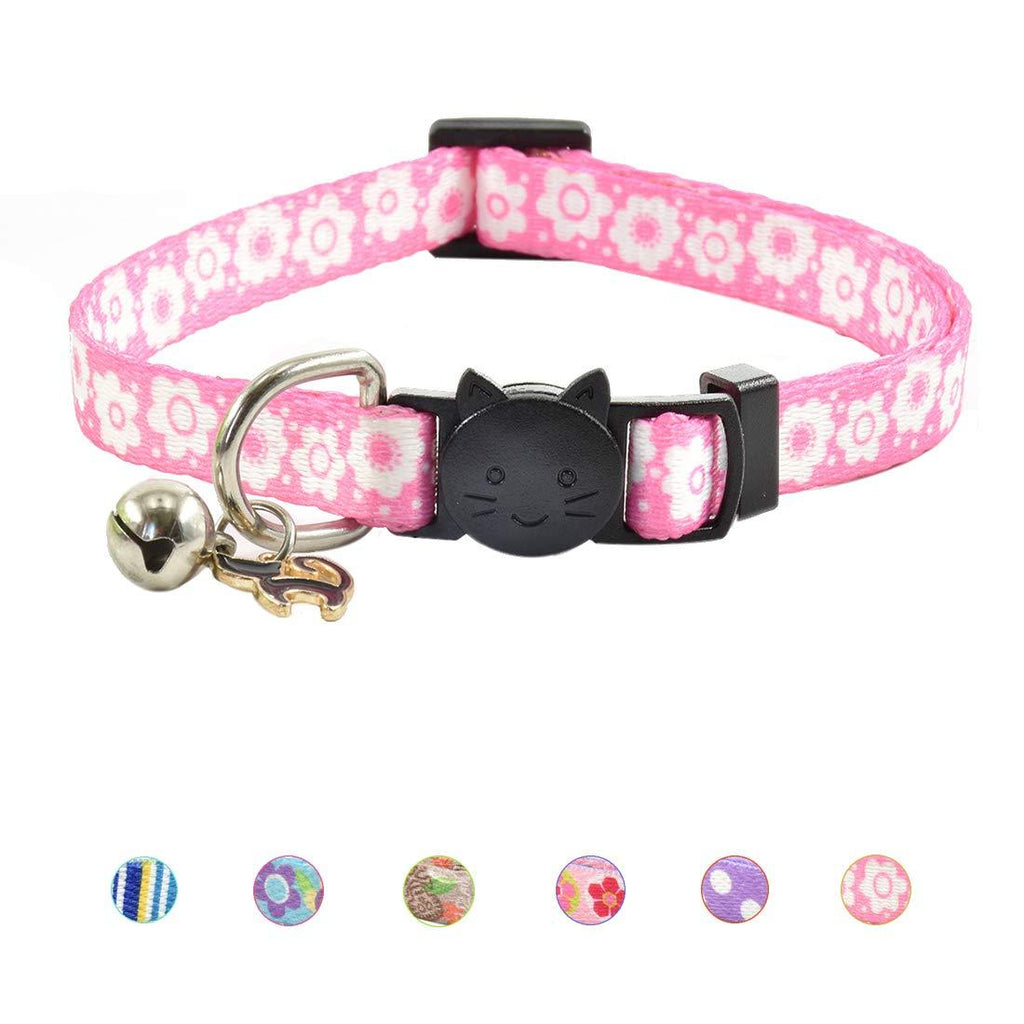 [Australia] - XPangle Breakaway Cat Collar with Bell, Cute Kitten Collar Safety Adjustable for Kitty Puppy Neck 7.8-11.8in Pink 