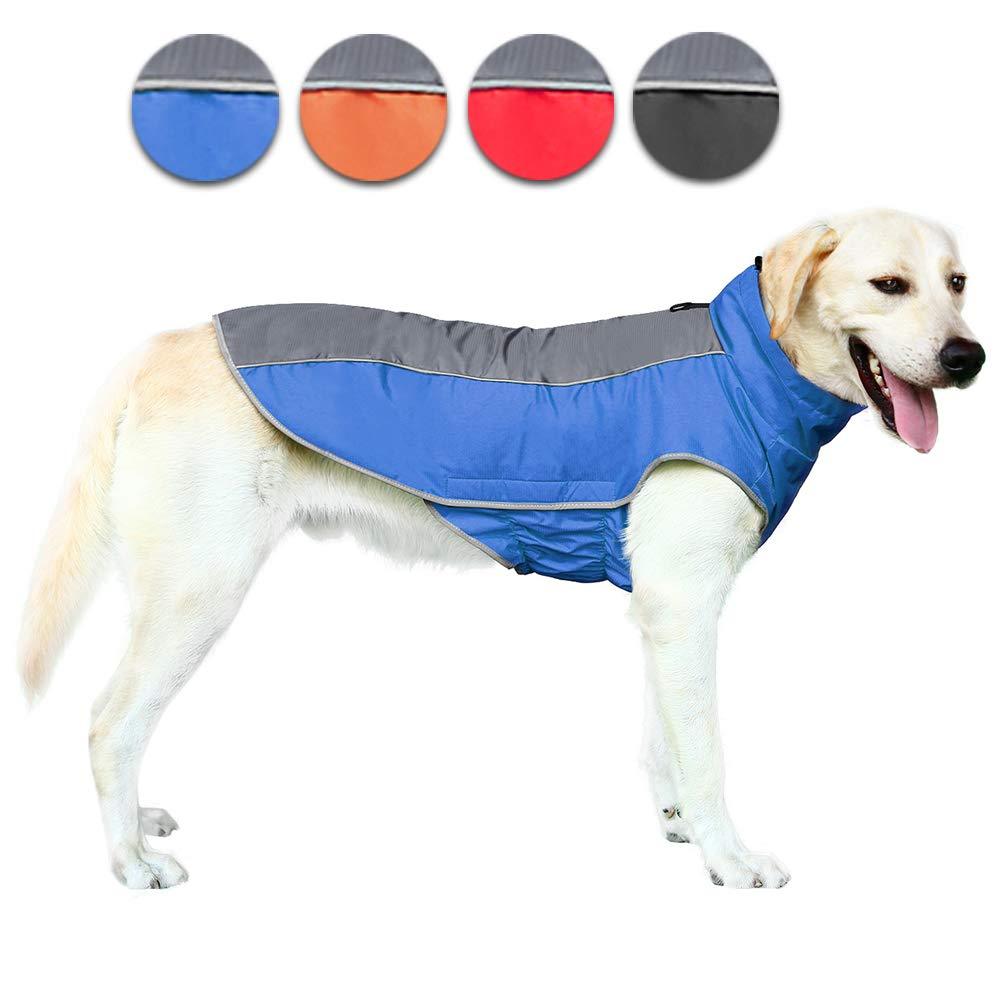 AOFITEE Waterproof Reflective Winter Dog Coat, Windproof Warm Fleece Lined Puppy Jacket, Lightweight Pet Sport Vest Outdoor Apparel for Small Medium & Large Dogs L for Small Dog Blue - PawsPlanet Australia