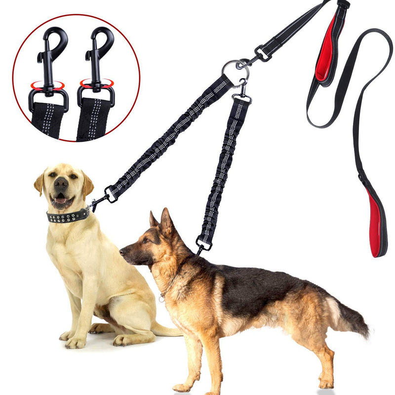 [Australia] - BWilkon Double Dog Leash, 360° Swivel No Tangle Dog Walking Leash for 2 Dogs up to 200lbs, Comfortable Adjustable Dual Padded Handles 