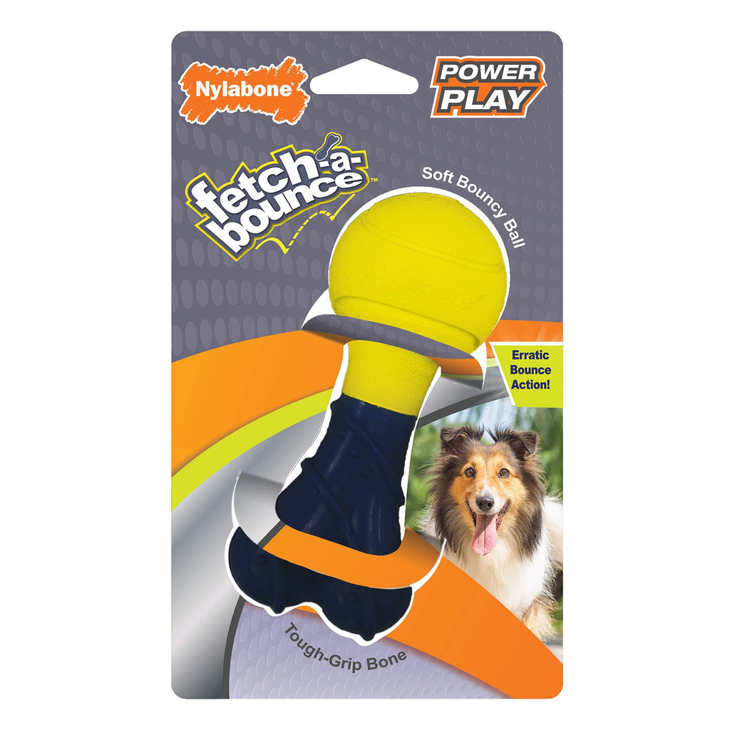 [Australia] - Nylabone Power Play Fetch-A-Bounce Soft Bouncy Ball Dog Toy, Power Play Rubber Dog Toy Fetch-a-Bounce, 5", Blue 