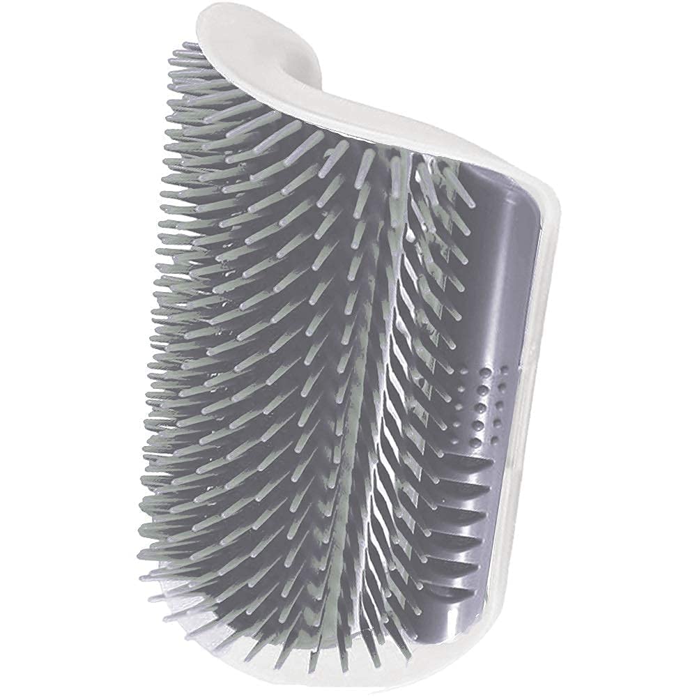 SunGrow Ferret Self-Grooming Brush, 3.3" x 5.1" x 2.4", Light Gray Self Massager, Mountable to Corners and Flat Surfaces, Screws and Adhesive Tape Included, 1-pc - PawsPlanet Australia