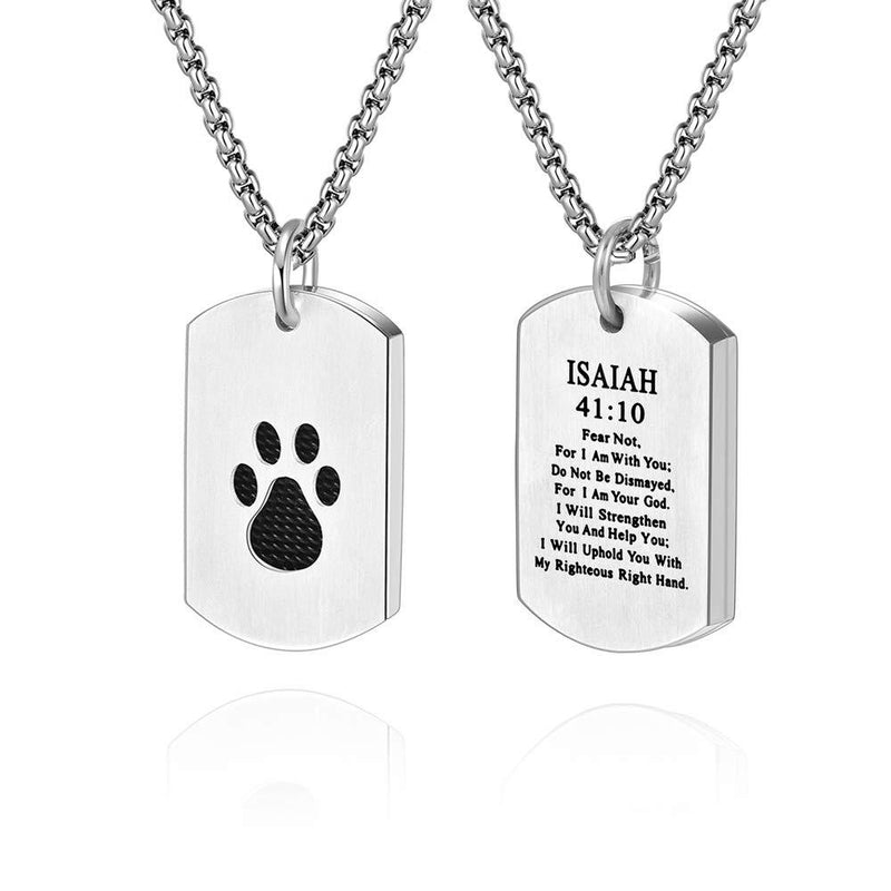 JHoly Pet Dog Paw Necklace Isaiah 41:10 Dog Tag Pendant,Christian Stainless Steel Cat Claw Charm Isaiah 41:10 small - PawsPlanet Australia