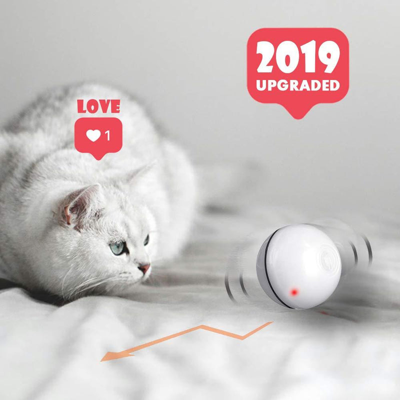 [Australia] - JJunLiM Interactive Cat Toys,Kitten Toys Balls,Automatic Cat Toys Balls,Automatic Rolling Obstacle Avoidance System and LED Light,USB Rechargeable Pet Toy for Indoor Cats Small Dogs Exerciser White 