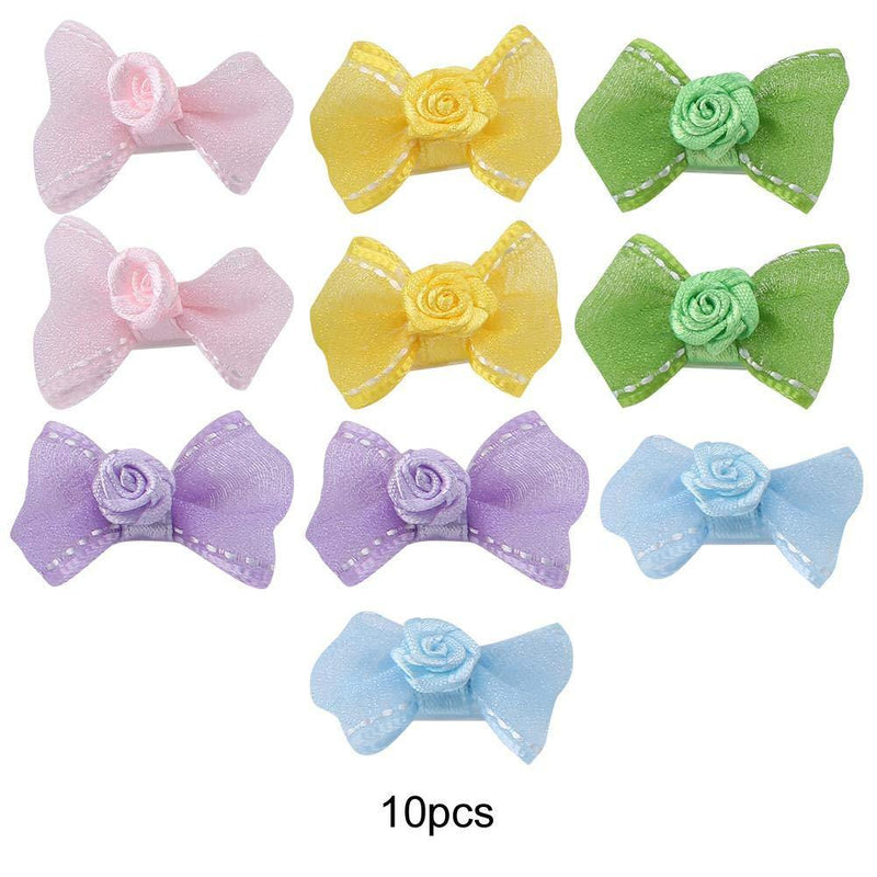 Sheens 10PCS Pet Hair Clip, Lovely Pets Hair Clips Bowknot Clip Hairpins Cats Dogs Hair Accessories with Clip Handmade Small Middle Hair Bows Topknot - PawsPlanet Australia