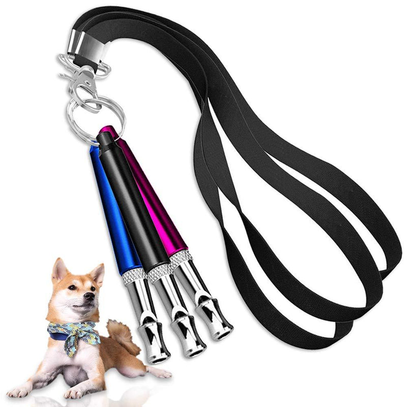 WUQID Dog Whistle to Stop Barking Adjustable Ultrasonic Training Barking Silent Control Tool with Lanyard Black,Blue,Purple - PawsPlanet Australia