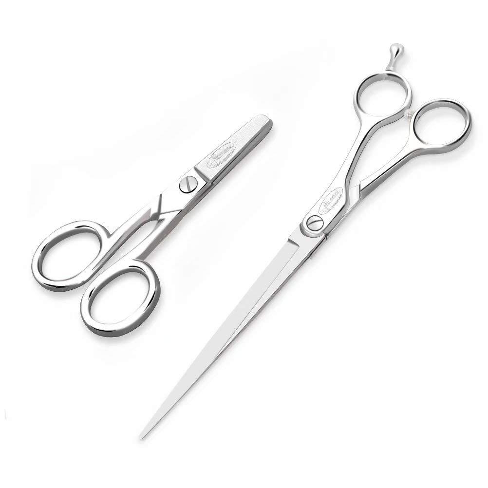 [Australia] - Newness Pet Grooming Scissors Set (2 Pcs), Silent Dog Grooming Scissors Pet Trimmer Kit with Sharp Blades and Safety Flat Tips, Durable Metal Trimming Pet Eye Shears Cutter for Dogs, Cats and More 