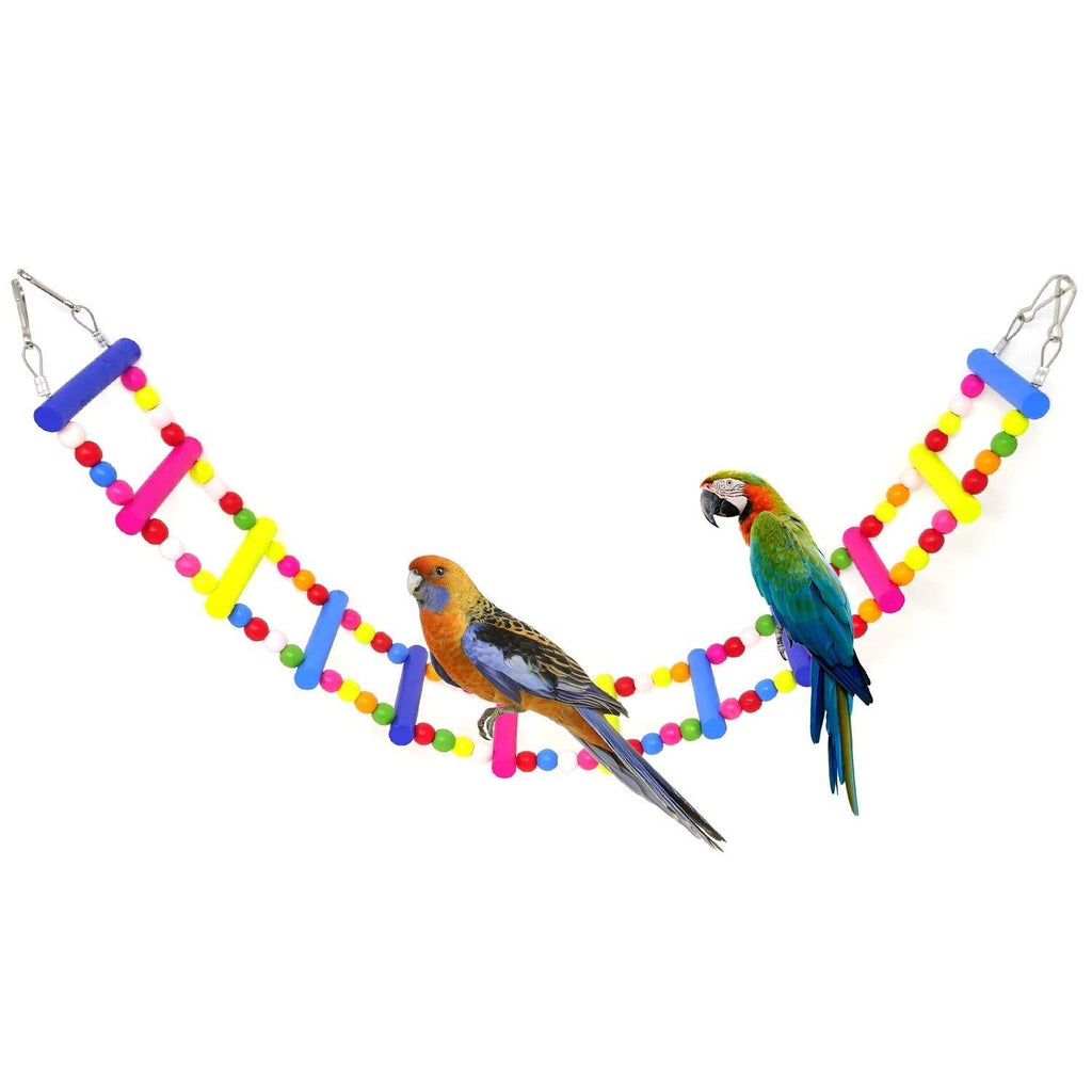 [Australia] - HONBAY 12 Steps Colorful Wooden Bird Ladder Parrot Swing Bridge Toy 