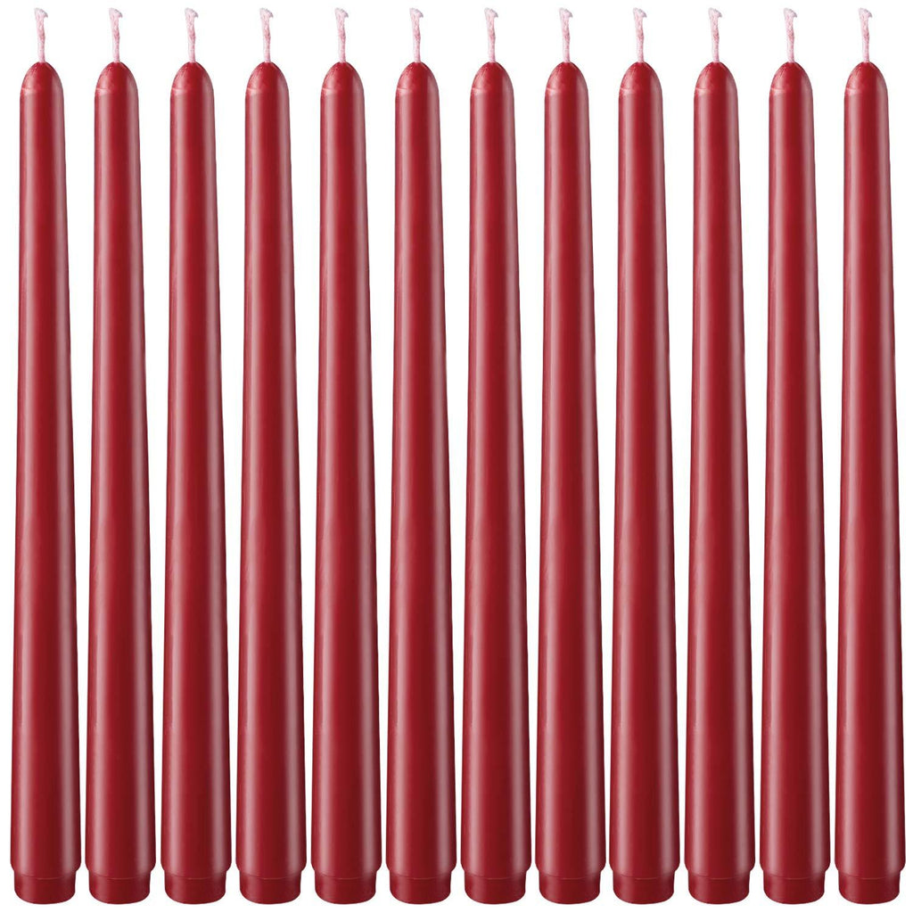 Laskey Dripless Taper Candles 10 Inch Tall Wedding Dinner Candle Set of 12 (Burgundy) Burgundy - PawsPlanet Australia